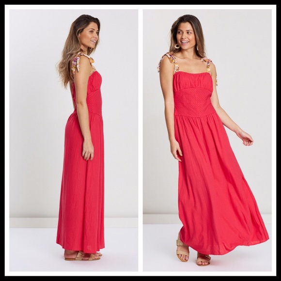 FREE PEOPLE BOHO PINK A-LINE TANK MAXI DRESS A2C - Picture 6 of 8